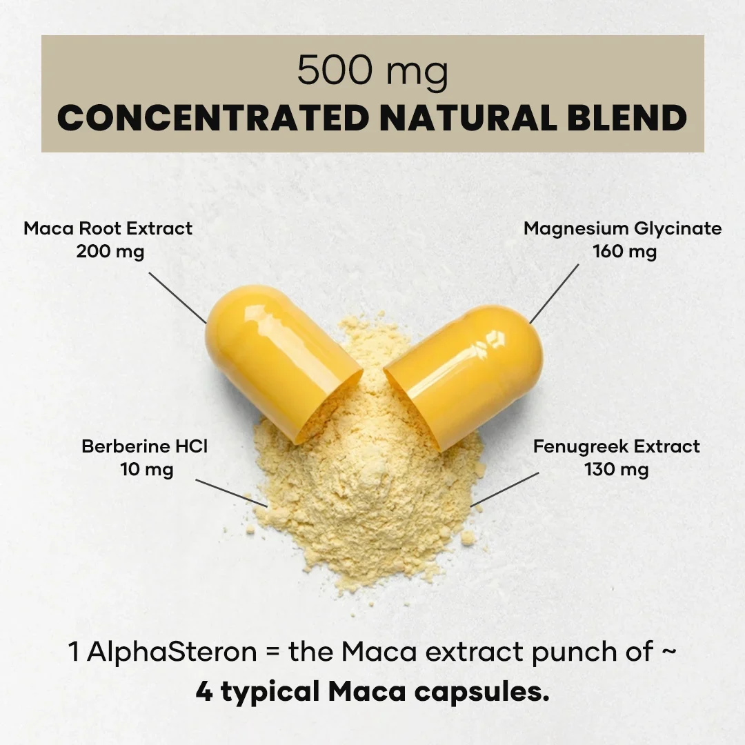 AlphaSteron Capsules with Maca Root, Magnesium & Berberine : Vitality, Strength & Metabolic Support (60N) - Image 3