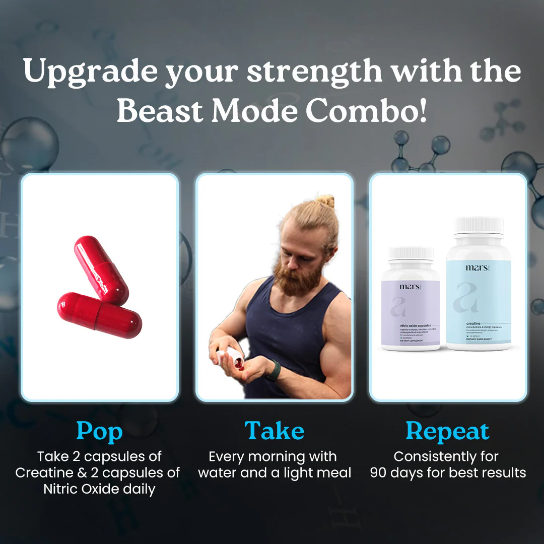 Beast Mode Combo: Powered by Nitric Oxide & Creatine Capsules - Image 5