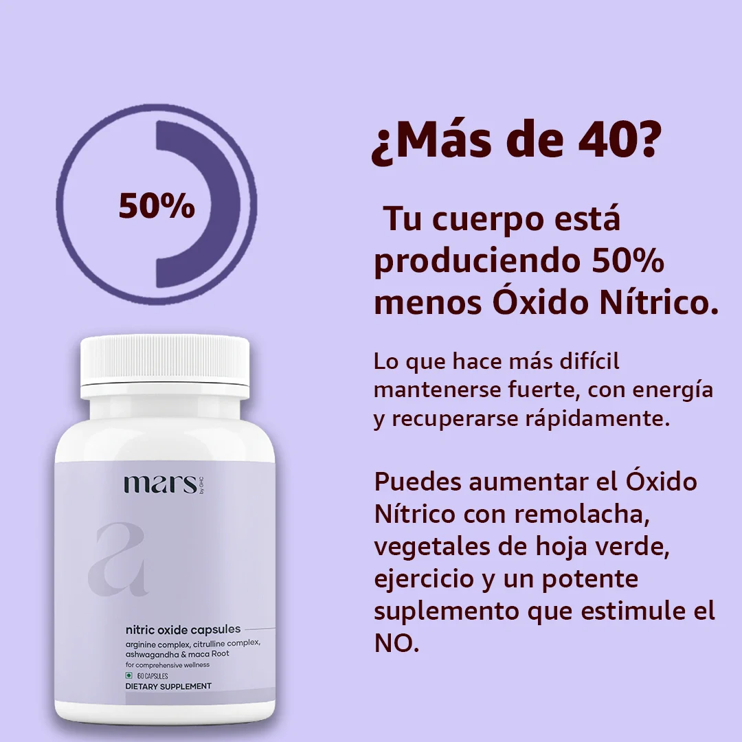 Cápsulas de Óxido Nítrico Mars con L-Arginina, L-Citrulina y Adaptógenos – Apoyo a la Circulación, Resistencia y Recuperación (60N) - Image 3