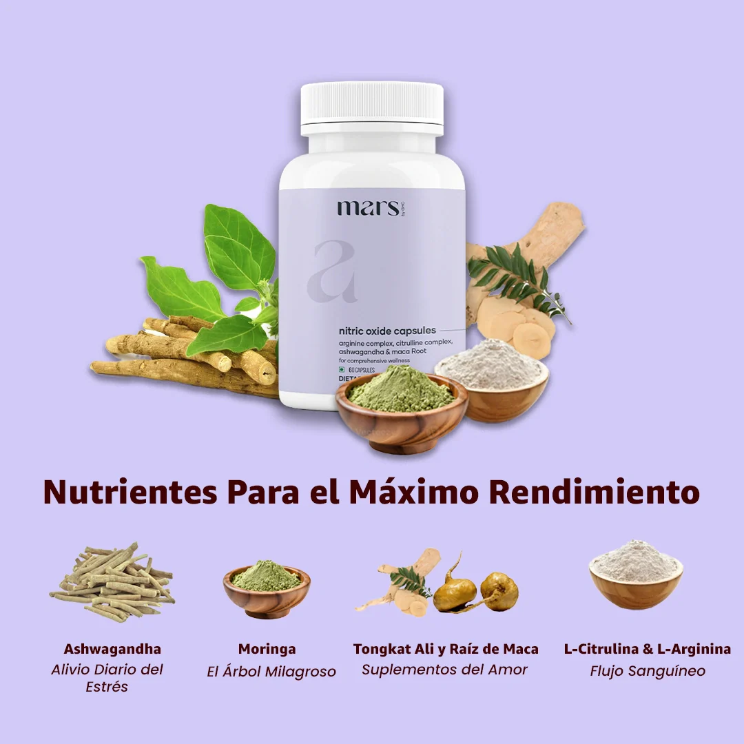 Cápsulas de Óxido Nítrico Mars con L-Arginina, L-Citrulina y Adaptógenos – Apoyo a la Circulación, Resistencia y Recuperación (60N) - Image 8