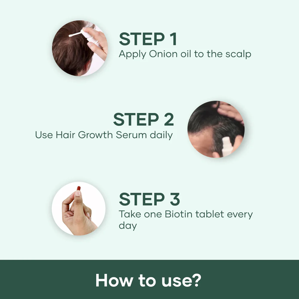 Hair Growth Max Combo: Rosemary Serum, Biotin Tablets & Onion Hair Oil - Image 5
