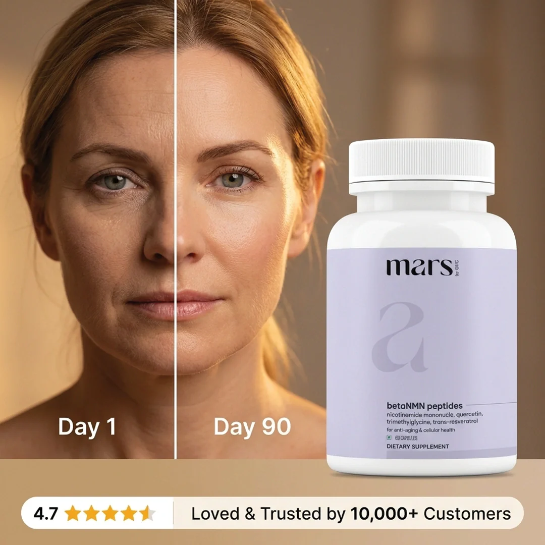 Mars BetaNMN Peptides for Cellular Revitalization, Anti-Aging & Longevity Boost | Capsules powered by Trimethylglycine & Quercetin (60 Capsules) - Image 5