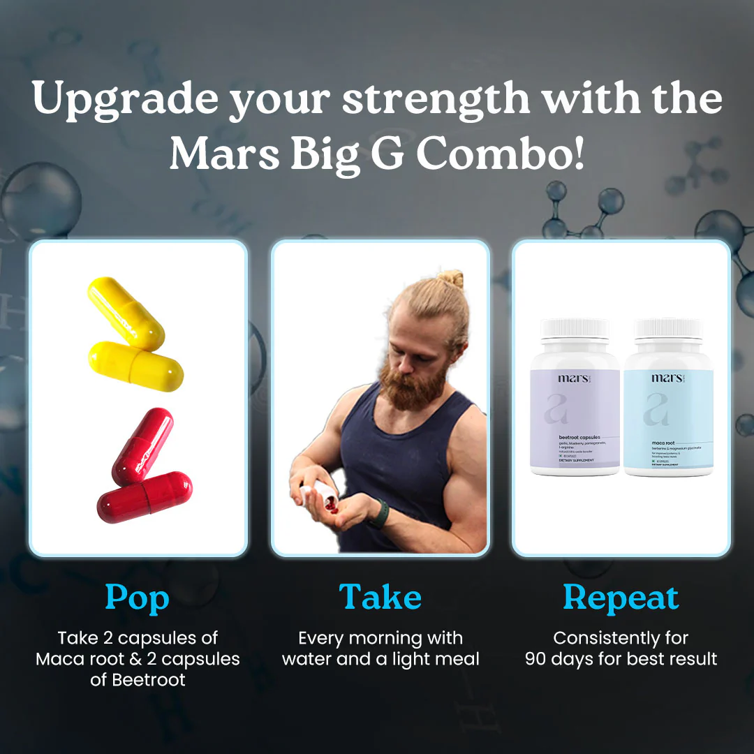 Mars Big G Combo: Powered by Nitric Oxide Booster & Maca Root Capsules - Image 4