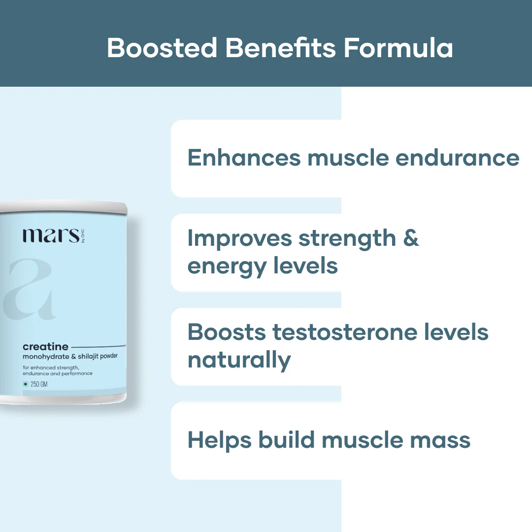 Mars Micronized Creatine Monohydrate Powder: Powered with Shilajit (250 gm) - Image 3