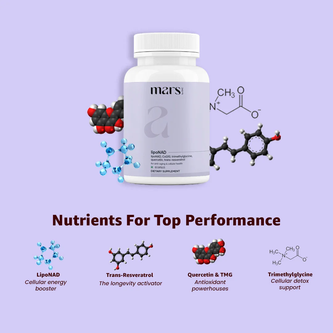 Mars lipoNAD+ Capsules with Trans-Resveratrol & Trimethylglycine – Anti-Ageing, Skin Health & Cellular Longevity Support - Image 10