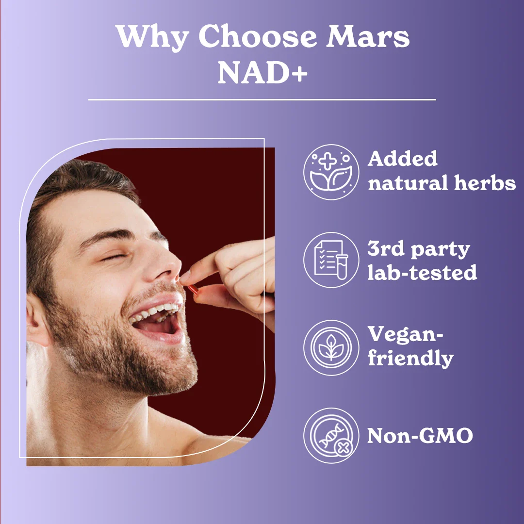 Mars NAD+ Capsules with NADH & Vitamin B3 – Anti-Aging Support, Brain Health & Cellular Energy (60N) - Image 8