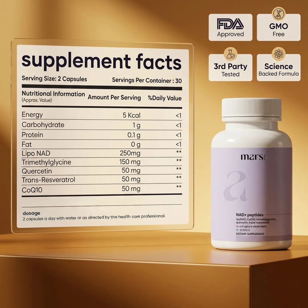 Mars NAD+ Peptides with LipoNAD & Trans-Resveratrol – Anti-Ageing, Brain Health & Longevity Support (60 Capsules) - Image 9
