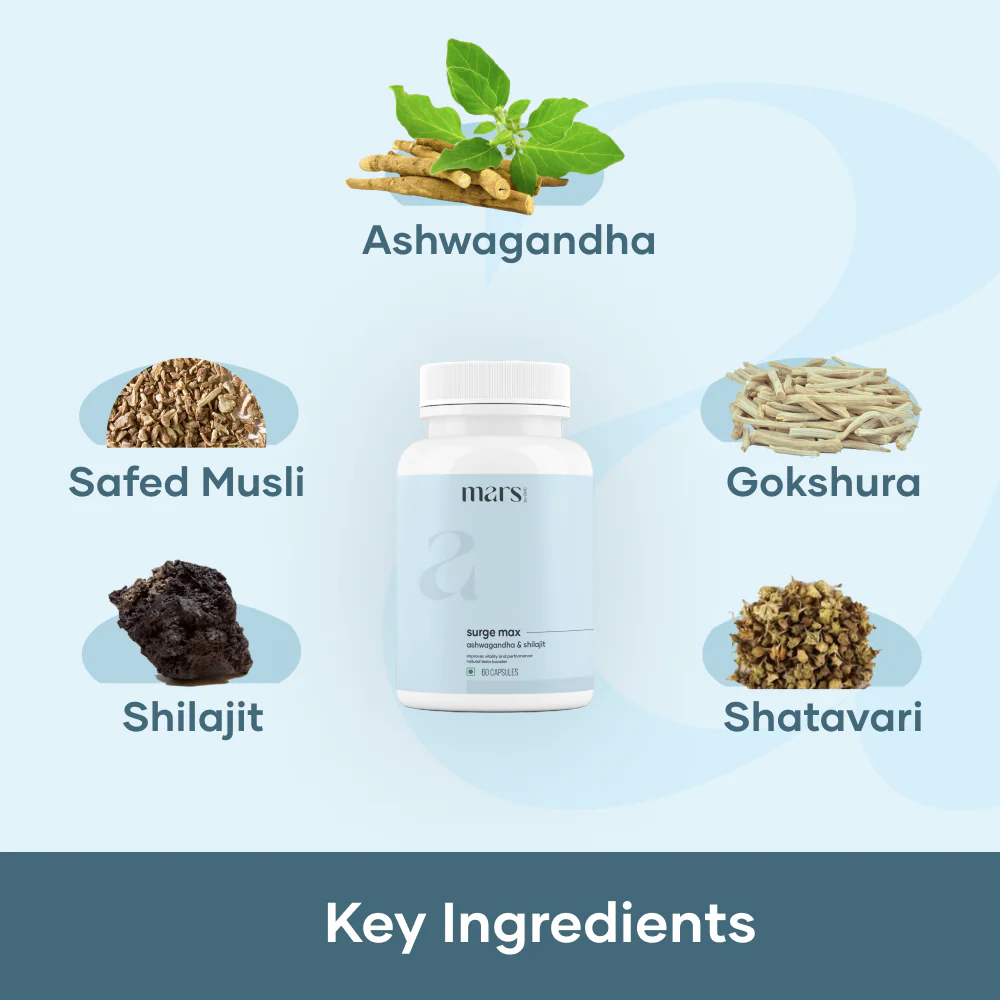 Mars Natural Ashwagandha Caps: Powered with Shilajit & Safed Musli - Image 2