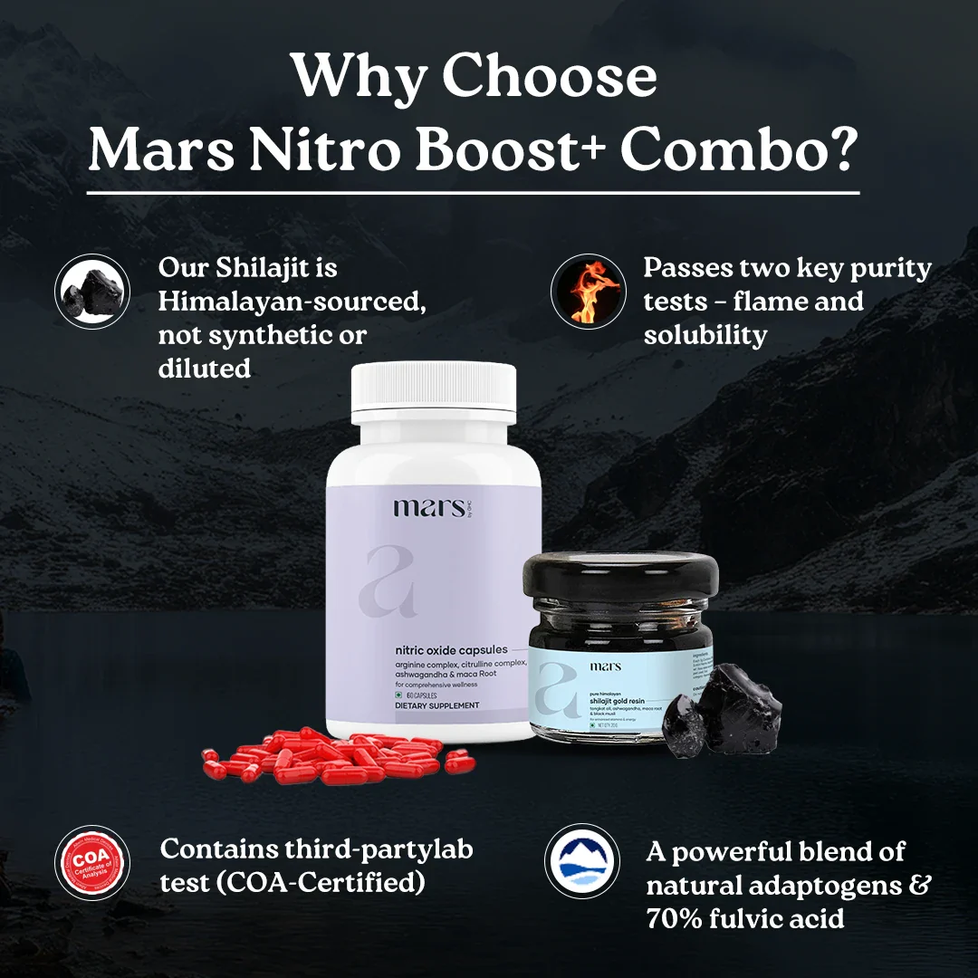 Mars Nitro Boost+ - Pure Himalayan Shilajit Gold Resin & Nitric Oxide Capsules - Image 5