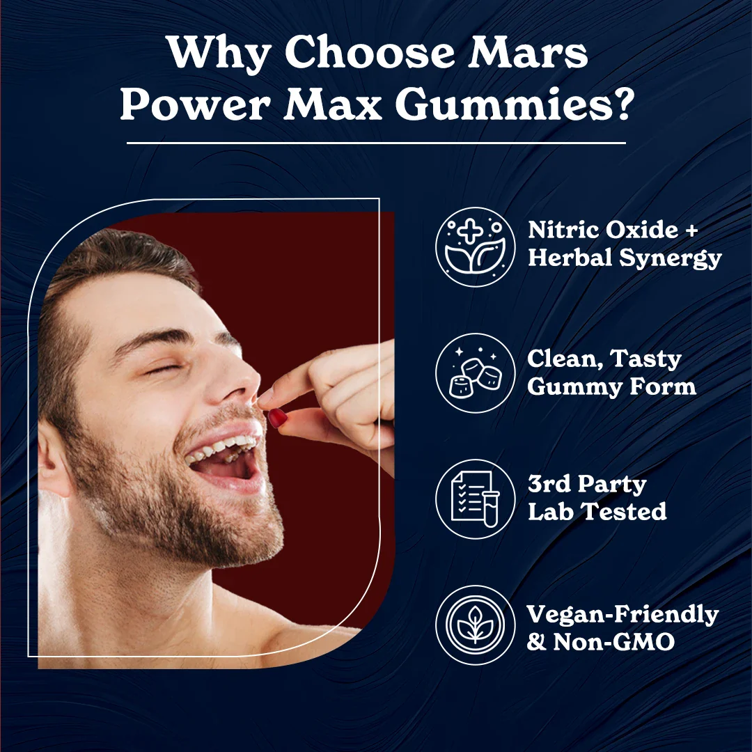 Mars Power Max Gummies: Powered by Nitric Oxide, Shilajit Gold, & Bacopa Monnieri - Image 3