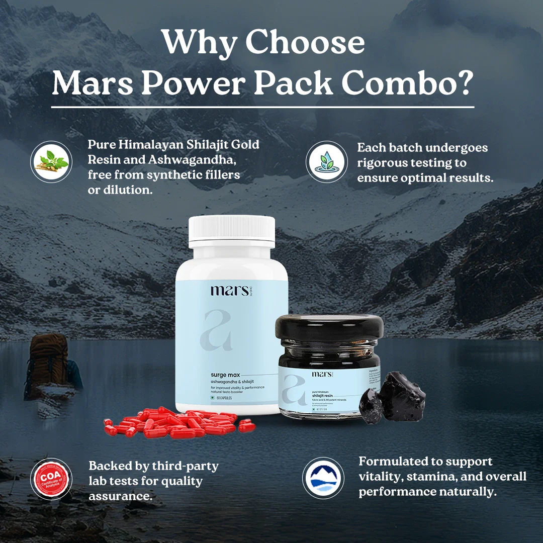 Mars Power Pack: Pure Himalayan Shilajit Gold Resin & Natural Ashwagandha Caps - Image 2