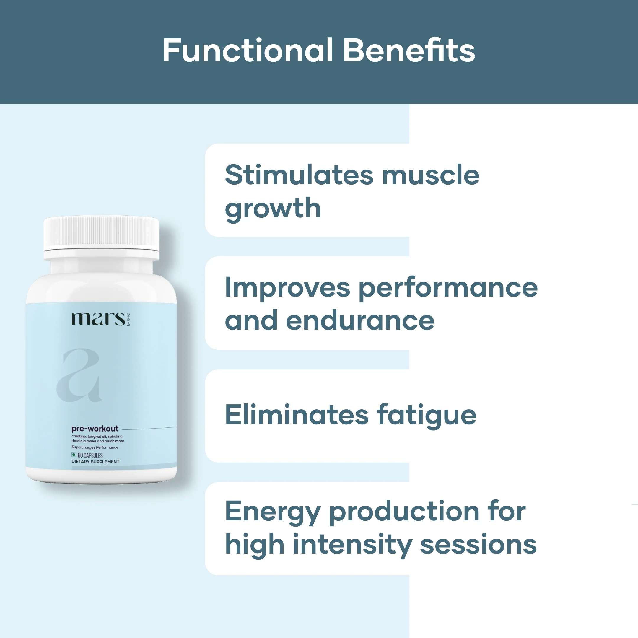 Mars Pre-Workout Capsules : Powered With Creatine & Spirulina - Image 3