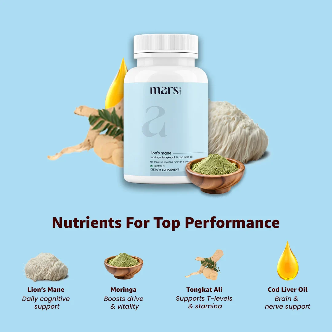 Mars Lions Mane Caps: Energy & Mental Support Supplement With Tongkat Ali & Moringa - Image 10