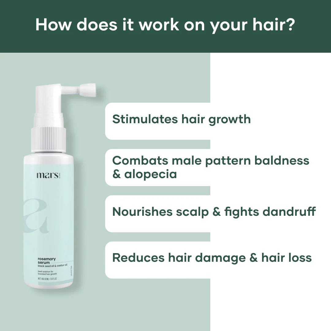 Mars Rosemary Hair Growth Serum : Powered With Black Seed Oil, Castor Oil & Redensyl - Image 3