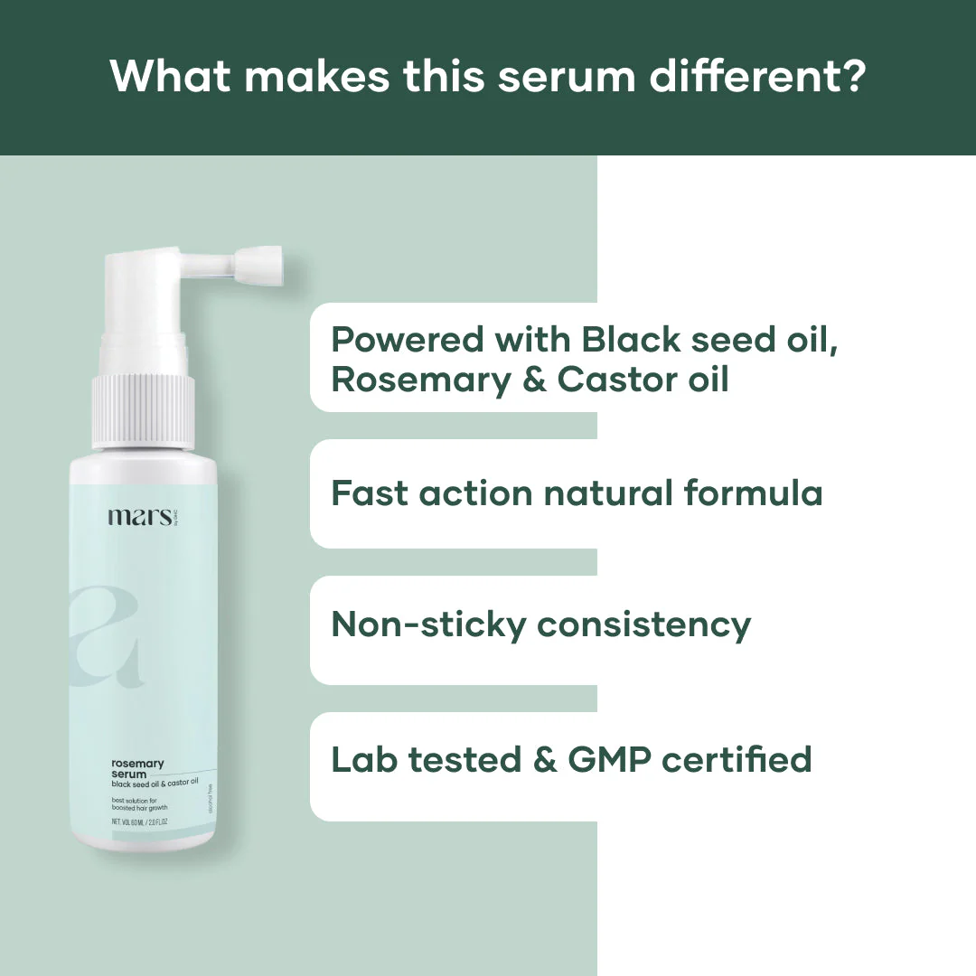 Mars Rosemary Hair Growth Serum : Powered With Black Seed Oil, Castor Oil & Redensyl - Image 4