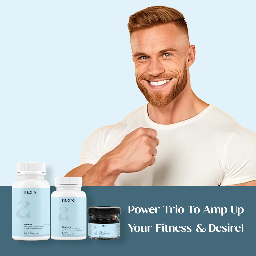 Mars Strength & Stamina Combo: Lion's Mane Caps, Pure Himalayan Shilajit Resin & Micronized Creatine Monohydrate Caps - Image 8