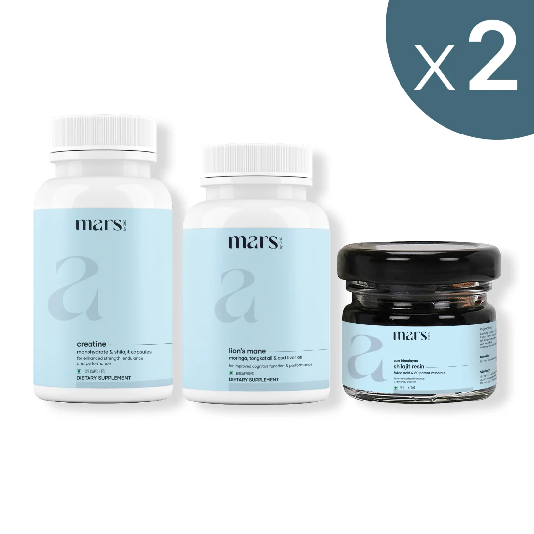 Mars Strength & Stamina Combo: Lion's Mane Caps, Pure Himalayan Shilajit Resin & Micronized Creatine Monohydrate Caps - Image 9