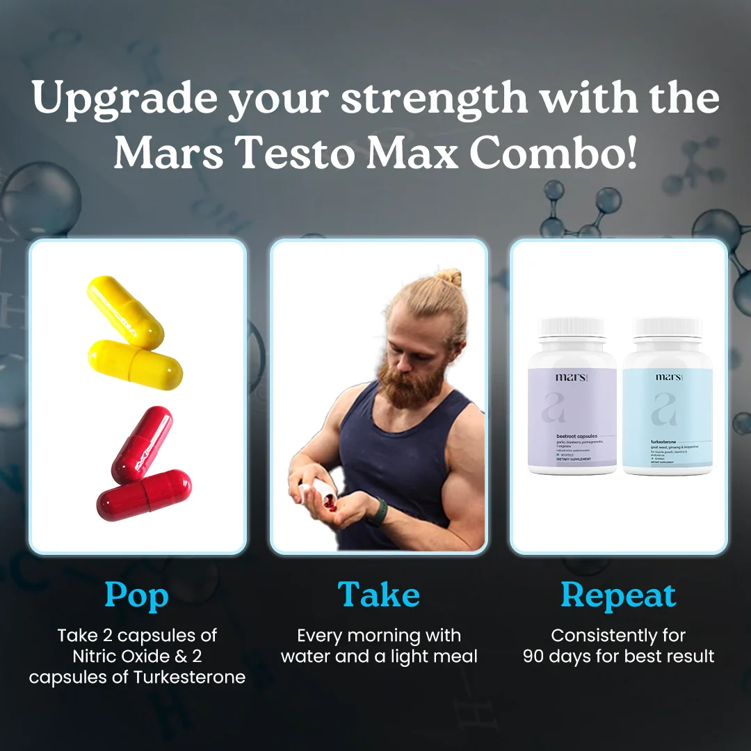 Mars Testo Max Combo : Mars Beetroot Nitric Oxide Booster & Mars Turkesterone Capsules - Image 4