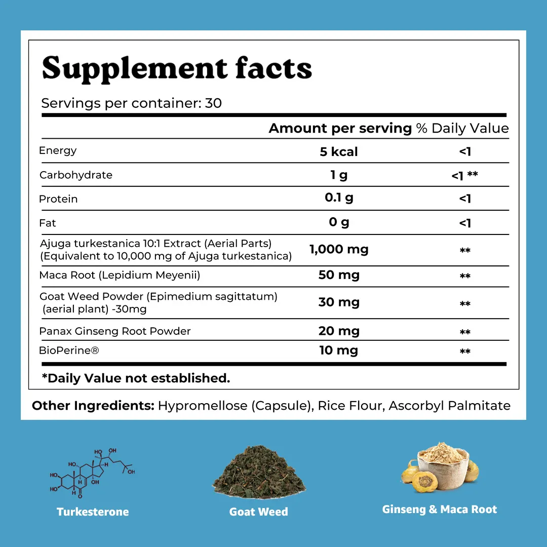 Mars Turkesterone Caps: A Natural Testosterone Support With Goat Weed, Ginseng - Image 8