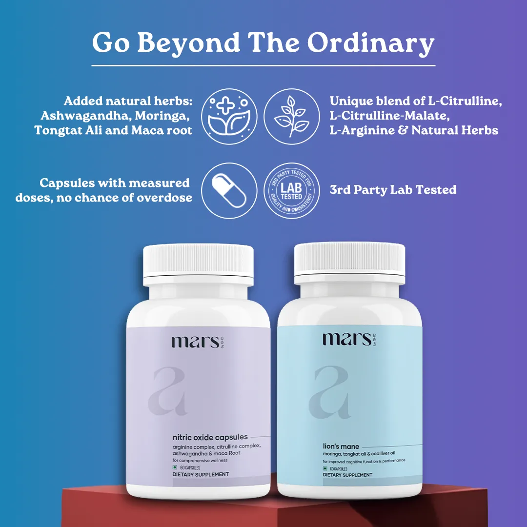 Mars Vitality Max - A Lion’s Mane & Nitric Oxide Combo for Better Stamina, Testosterone Support & Performance - Image 4