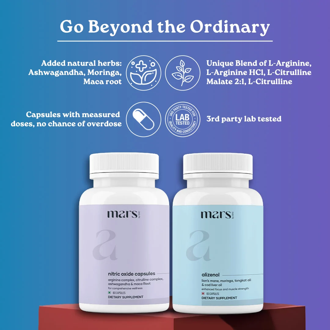 Mars Muscle Max Combo with Nitric Oxide Boosters & Lion’s Mane – Circulation, Energy & Testosterone - Image 4