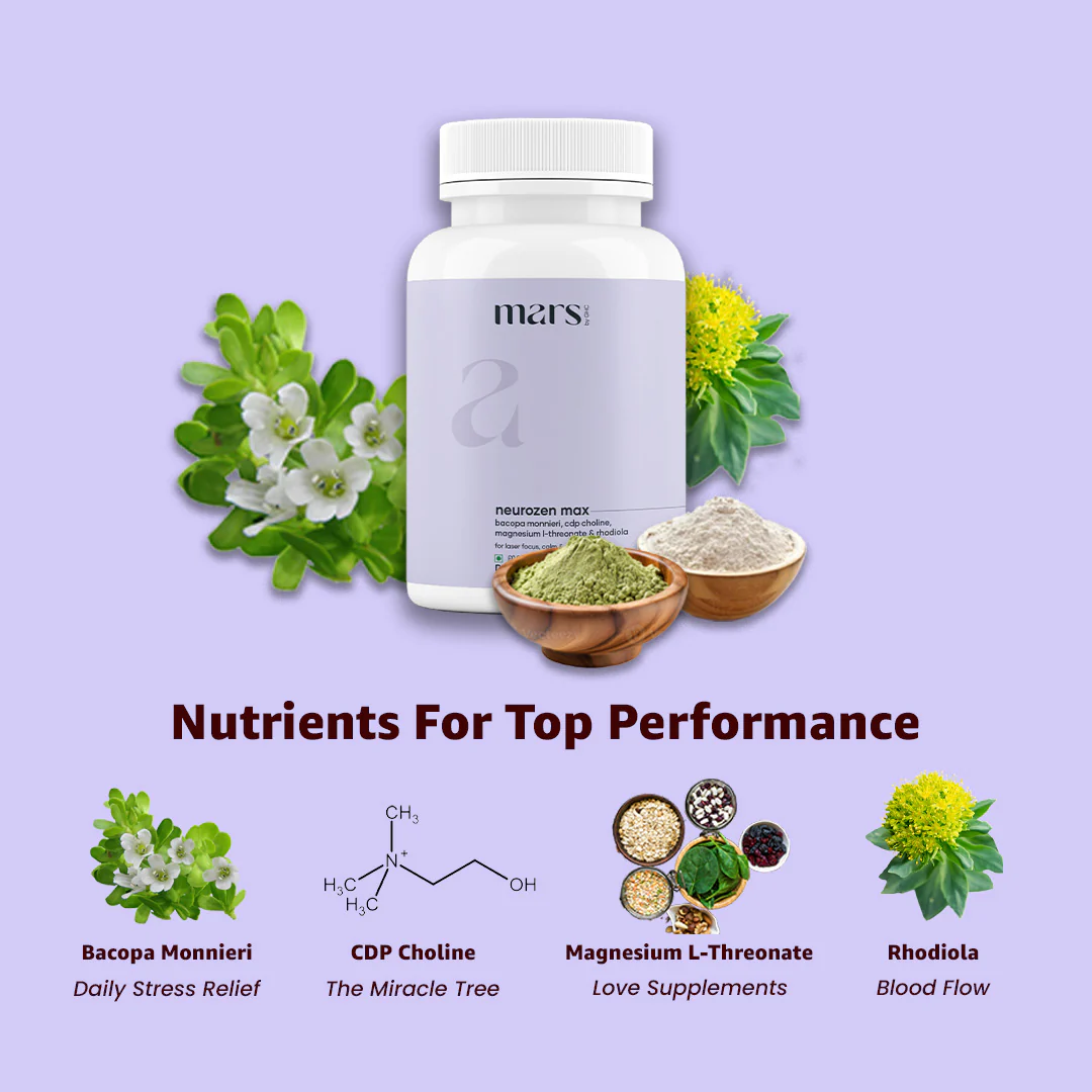 NeuroZen Max with Bacopa Monnieri, CDP Choline, Magnesium L-Threonate, Rhodiola Rosea & L-Theanine – Unlock Focus, Memory & Stress Resilience (60N) - Image 2