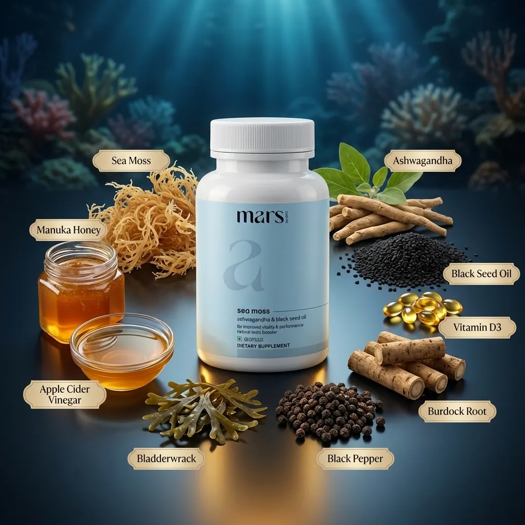 Seamoss Superfood Capsules with Ashwagandha & Black Seed Oil - Detox, Gut Reset & Natural Immunity Booster (60N) - Image 7